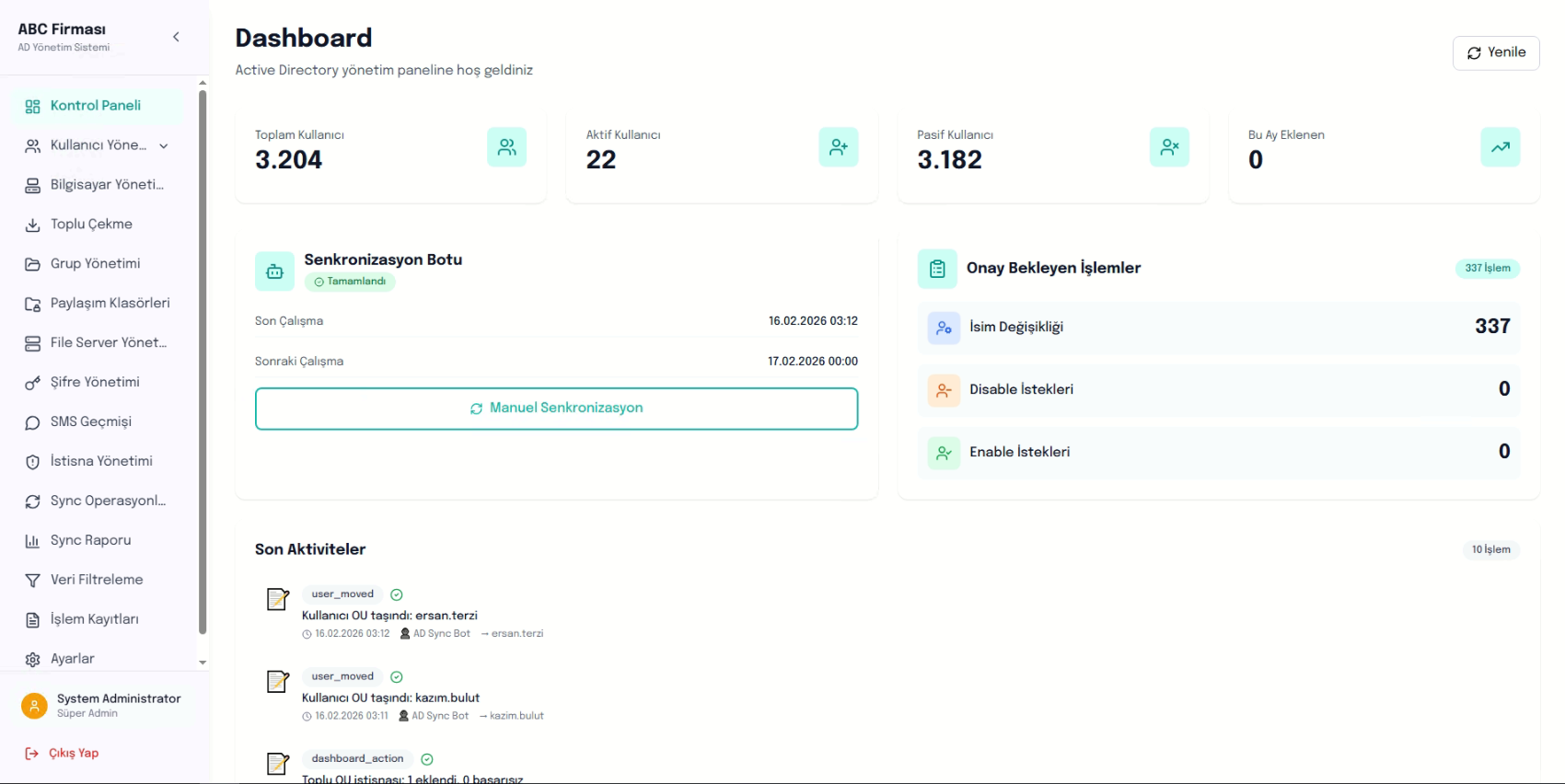 BulutraID Dashboard